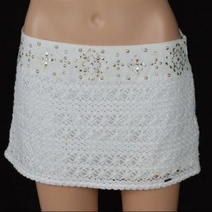 Hollister White Crochet Mini Skirt Size 00 Junior